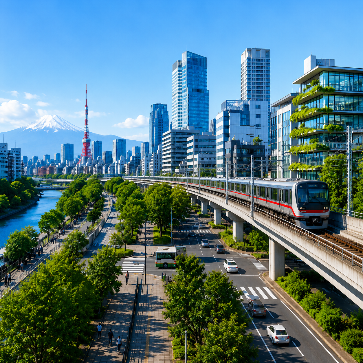 Vista urbana do Japão