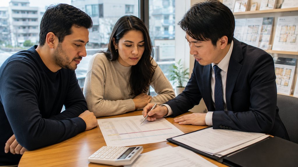 Casal analisando os custos para alugar um apartamento no Japão.