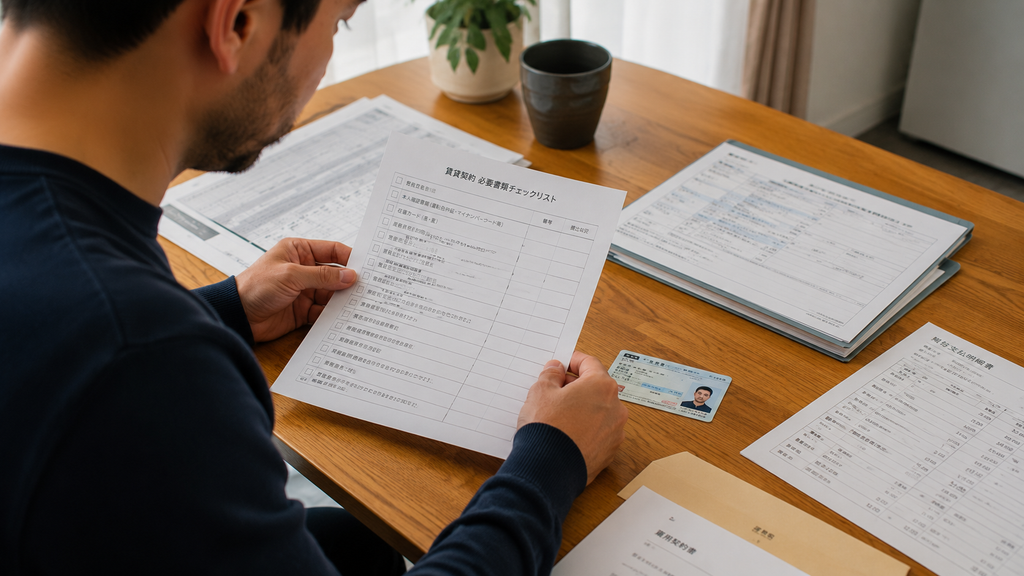 Conferência dos documentos antes de entregar à imobiliária japonesa.